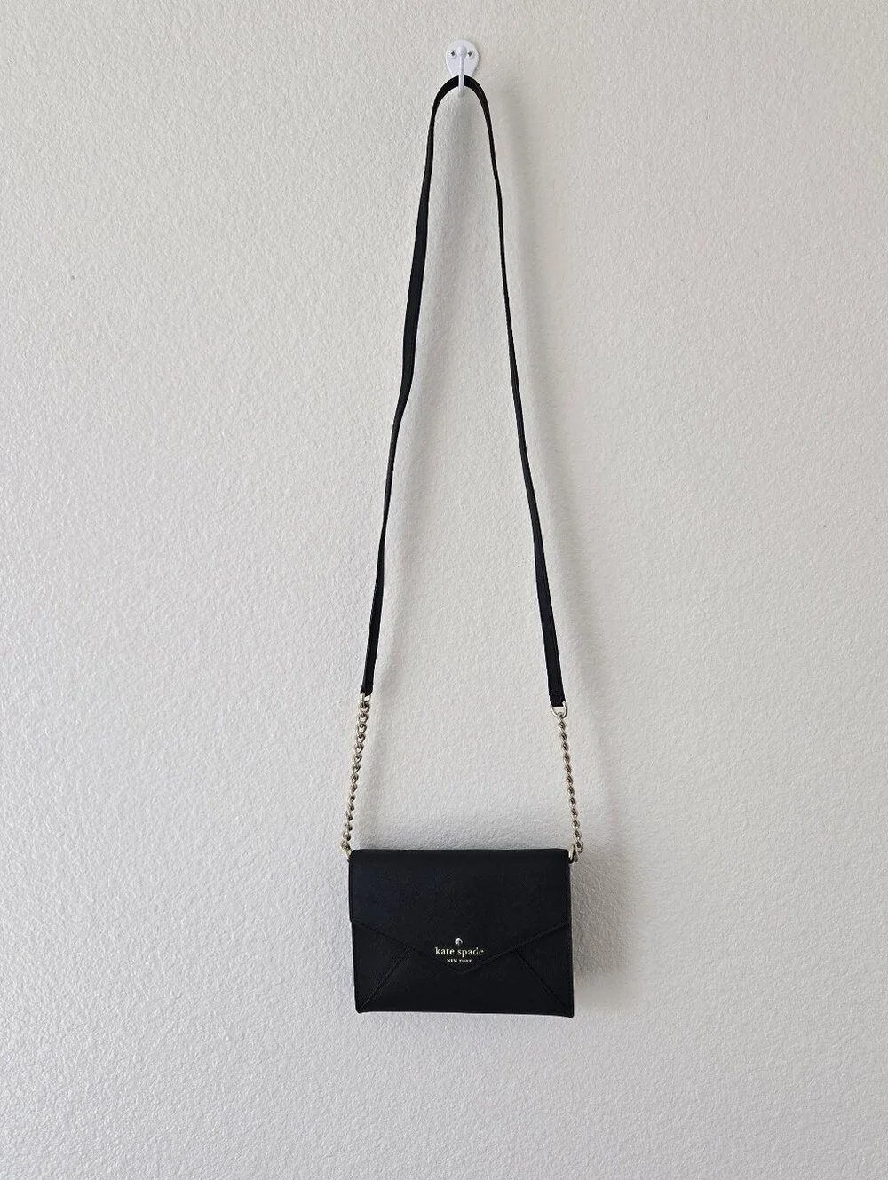Kate Spade Cedar Street Monday Black Crossbody Bag  Walet On Chain Black Leather